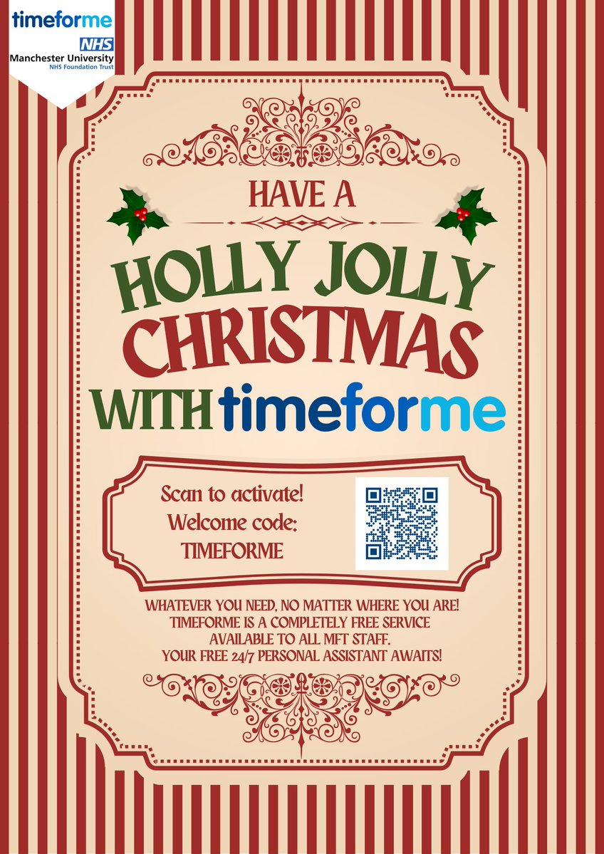 H&amp;W Advent Day 5❄️
Time For You with TimeForMe service!
They offer help and support from booking holidays to sourcing assistance for car breakdowns and home repairs, plus lots more.
Check out their page on the Rewards and Benefits People Place or scan the QR code to sign up⬇️