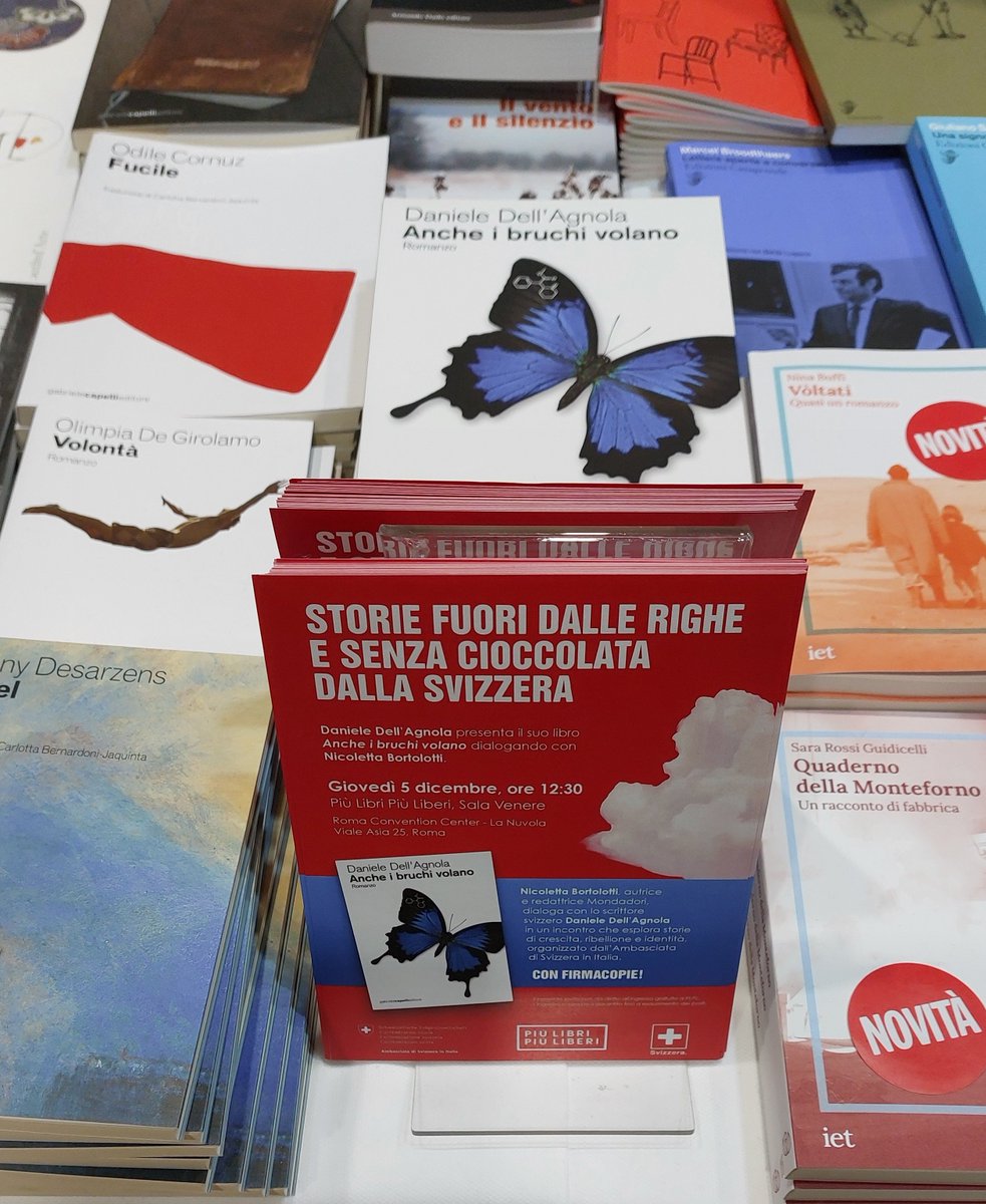ambasciatasvizz's tweet photo. Alla fiera @piulibri24 di #Roma🇮🇹era presente oggi anche un pò di #Svizzera📕
L'autore ticinese🇨🇭Daniele Dell'Agnola ha presentato il suo libro "Anche i bruchi volano", un'opera autentica e fuori dagli schemi, pronta a esplorare temi di ribellione e #crescita personale. https://t.co/88lF5xb1tH