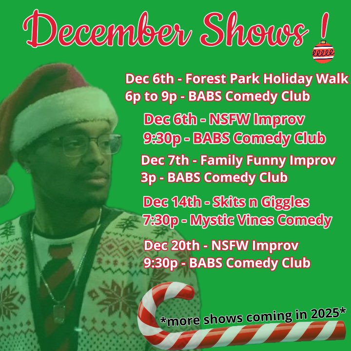 ADDED ANOTHER SHOW FOR DECEMBER! Hope to see you this holiday season! 🤩
