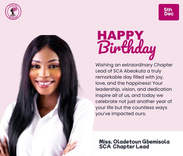 Happy birthday to the amazing community lead. <a href="/OladetounGee/">Oladetoun Gbemisola</a>  guides us with wisdom, inspires us with kindness, and fills our hearts with positivity. 

May your day be filled with joy, love, and all the happiness you deserve. 

Thank you for all that you do for us.

🎊🎊🎊🎊🎊🎊🎊