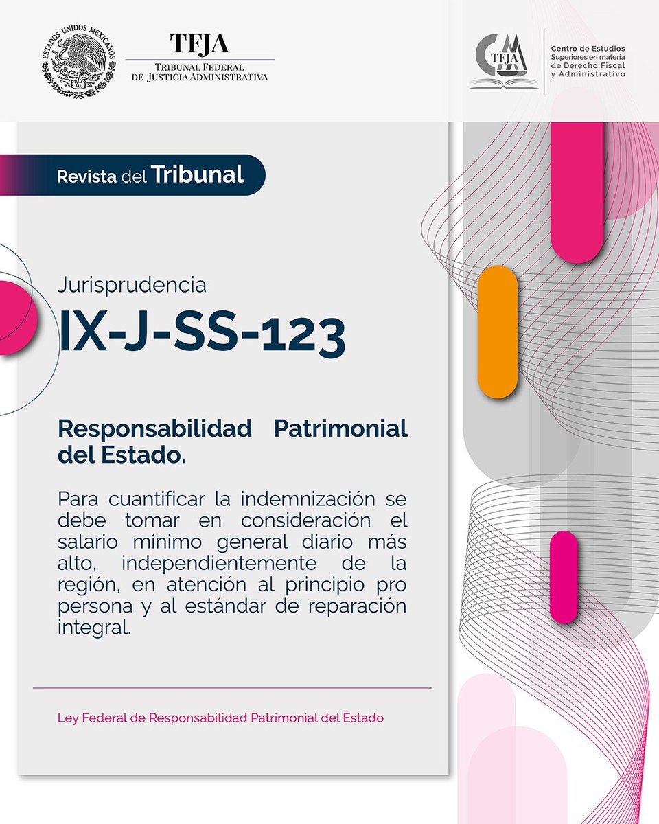 CesmdfaTFJA's tweet photo. ⚖️Jurisprudencia IX-J-SS-123⚖️
Sabías que:
En atención al principio pro persona, para la indemnización en caso de muerte se debe considerar como base el salario mínimo general más alto
#TFJA
#JurisprudenciaTFJA
#LFRPE
#reparaciónintegral
#propersona
#caractergeneral https://t.co/3gGeNQZRRS