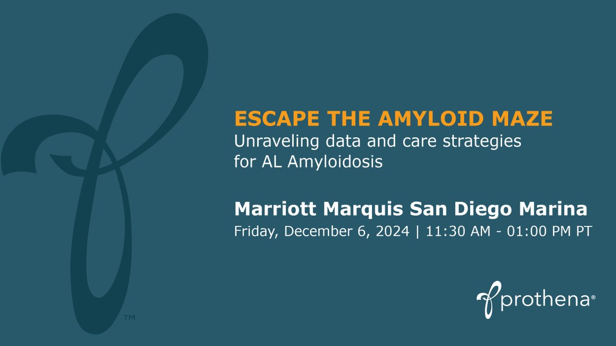 Join us for our Friday Satellite Symposium, preceding #ASH24. We are proud to sponsor the independent Medscape CME Symposium, “Escape the Amyloid Maze: Unraveling Data and Care Strategies for AL Amyloidosis,” tomorrow at 11:30am PT.