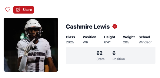 ScoutingNE's tweet photo. Didn't take long for the # 6 WR in c/o 2025 in New England to find a home after signing day!!!  Congrats to @CashmireLewis1k on his commitment to @BG_Football #SCOUTINGNEWENGLAND #PREPREDZONENEWENGLAND https://t.co/tWpnrDcUN2