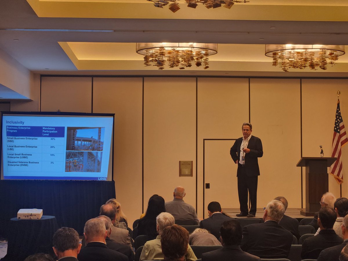 SAME_OC_POST's tweet photo. #SAMEFBOS2024 Getting started this morning with our premier Industry Government Engagement event. Our first speaker, Mr. Emery Molnar, Deputy Executive Director,
Airports Development Program, Los Angeles World Airports, giving us a wonderful update. @flyLAXairport https://t.co/gDXoDv6Kkz