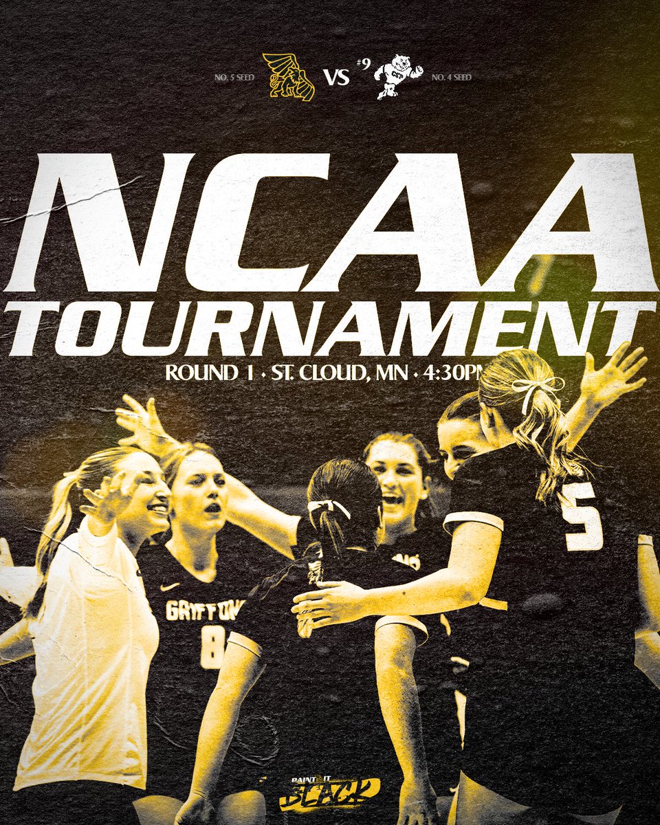 𝐍𝐂𝐀𝐀 🏐 𝐓𝐨𝐮𝐫𝐧𝐚𝐦𝐞𝐧𝐭: 𝐑𝐨𝐮𝐧𝐝 𝟏

Let's dance, shall we? 💃

🕛 4:30PM
📍St. Cloud, MN
🏟️ Halenbeck Hall
🆚 #9 Concordia-St. Paul (No. 4 Seed)
📺 bit.ly/4gnxnHN
📻 bit.ly/4glpdQc
📊 bit.ly/41jGR2c

#PaintItBlack 🏴