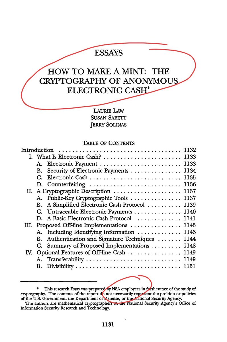 InVictusCap1's tweet photo. 🚨 **BREAKING**: The NSA might have created #Bitcoin! 🚨

- 1988: David Schwartz, NSA contractor, files a DLT-like patent
- 1996: NSA publishes "How to Make a Mint: The Cryptography of Anonymous Electronic Cash"
- SHA-256, Bitcoin's security foundation, invented by the NSA https://t.co/eS9bHDsOaR