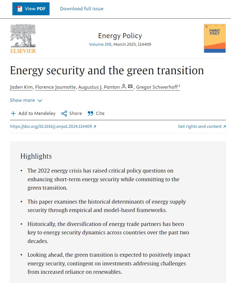 AugustusPanton's tweet photo. Happy to share that our paper on ‘Energy security and the green transition’ (co-authored @IMFNews colleagues), which opened my research account as a WP in January this year, has now been published in Energy Policy.

#Freely #accessible until Jan 24, 2025: https://t.co/8L1A8aoUWR https://t.co/0p1DTjb5bi