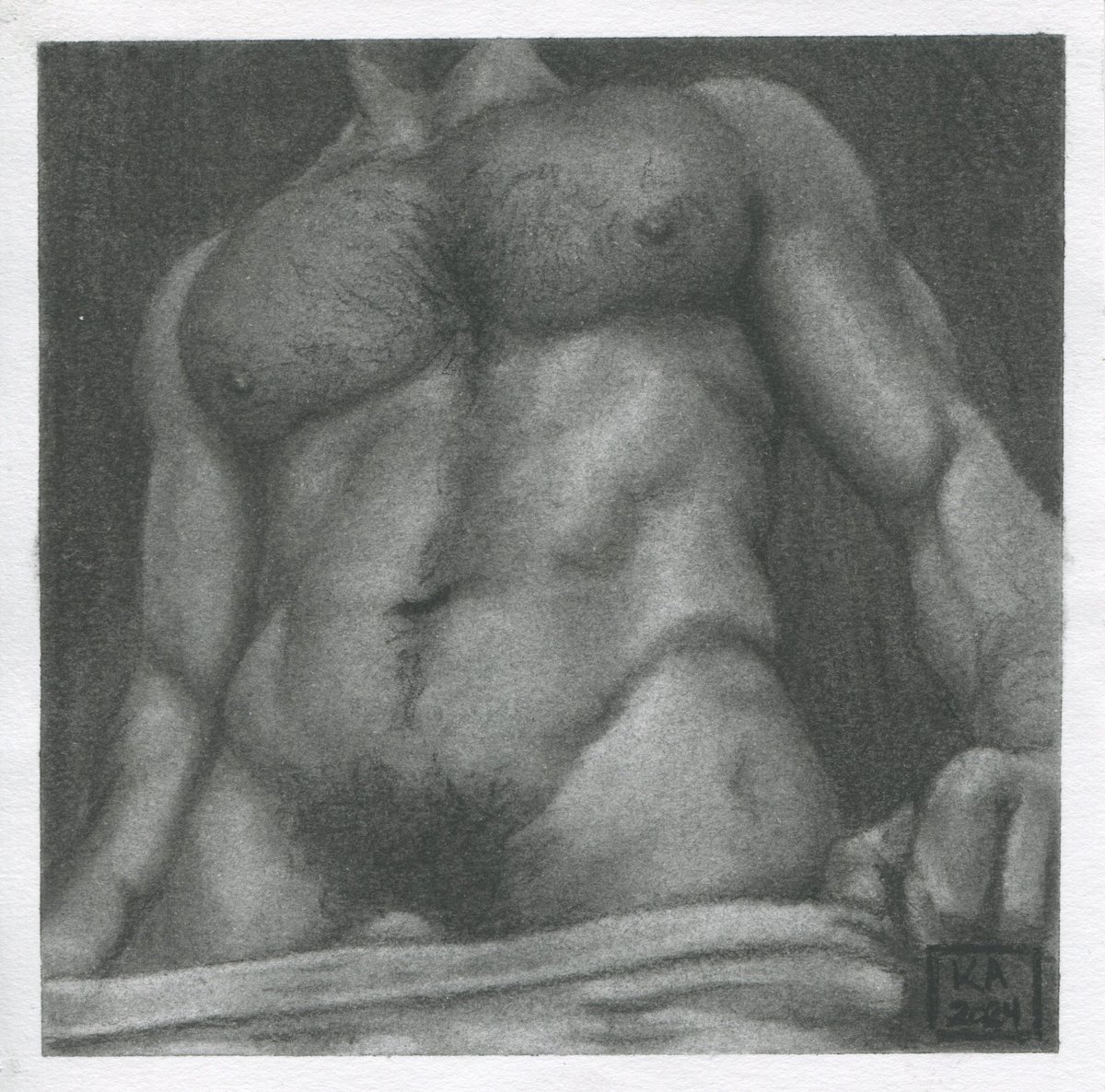 “Tease.” 5.5 x 5.5 in. Charcoal.