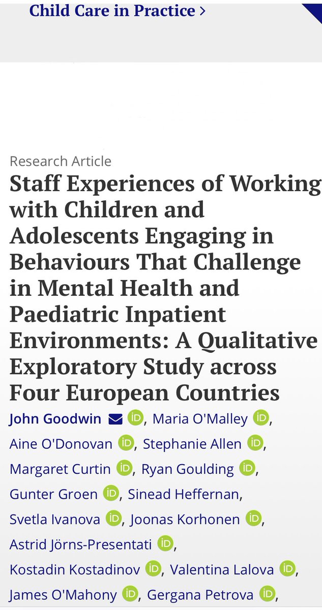 Really enjoyed working on this study and great to see the results published in Child Care in Practice #safe4child 
<a href="/jgoodwinnurse/">Dr Johnny Goodwin</a> @RyanGoulding13 <a href="/SineadHefferna2/">Sinead Heffernan</a> <a href="/UCCnursmhealth/">Áine O Donovan</a> <a href="/JennieSynnott/">Jennie Synnott 💙</a> <a href="/TCD_SNM/">School of Nursing & Midwifery, TCD</a>
