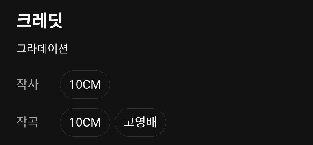 bloomingband's tweet photo. #prevrt 10cm and Go Youngbae (SORAN) have a unique friendship. they diss n tease each other but also support each other on stage n behind the scenes.
Gradation - 10cm
composition: 10cm, Go Youngbae
lyrics: 10cm
Voice 목소리 - Soran
composition: Go Youngbae
lyrics: Kwon Jungyeol (10cm), Go Youngbae
I Miss You 넌 행복해 - Soran
composition: Go Youngbae
lyrics: Kwon Jungyeol
Stuck On You 미쳤나봐 - Soran ft 10cm
composition, lyrics: Kwon Jungyeol, Go Youngbae
OP said: now it's left with a song composed by Kwon Jungyeol n lyrics by Go Youngbae XD