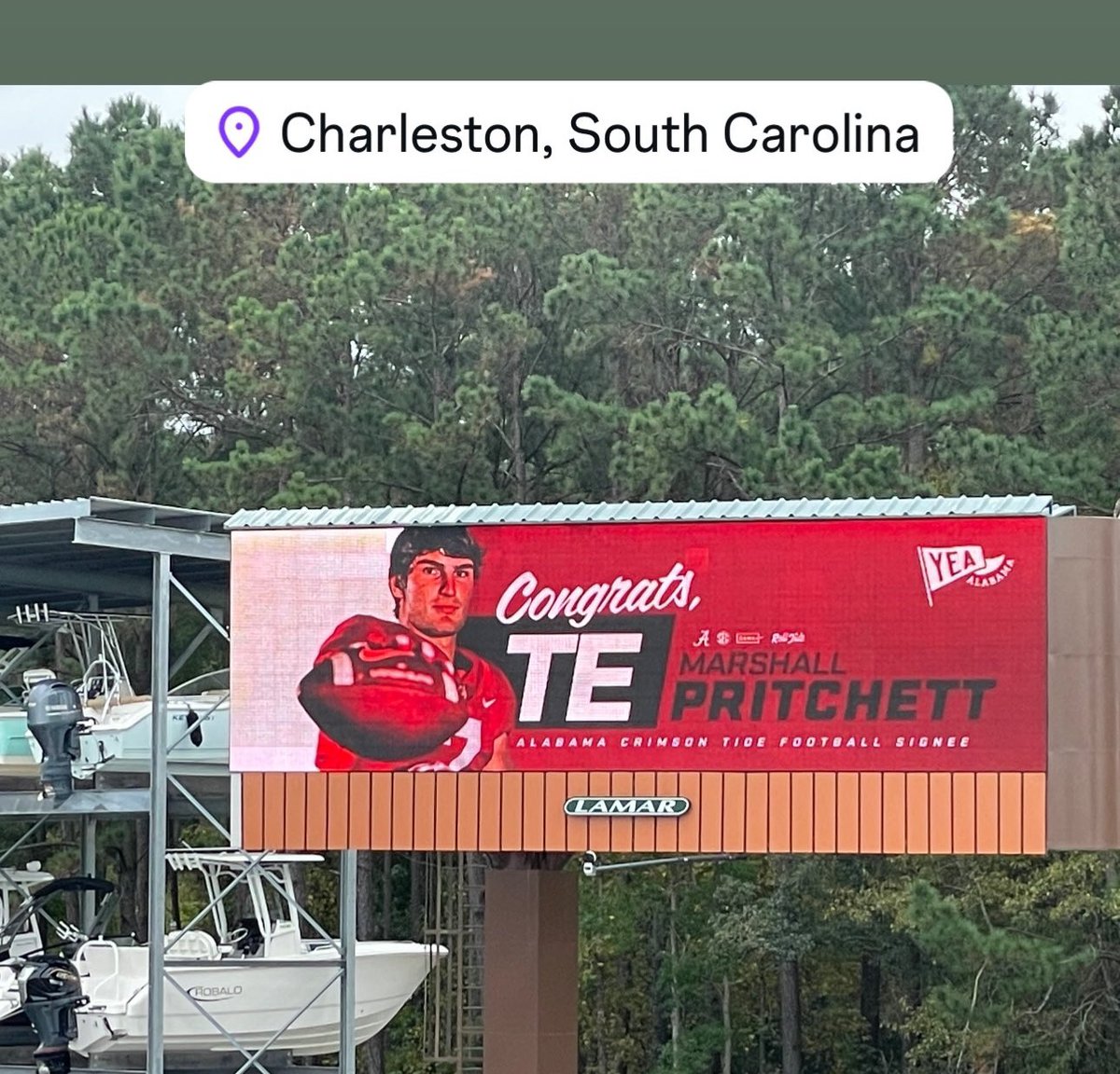 Pretty cool… looks like #Alabama put billboards in the hometowns of signees after their big moments on Wednesday 

TE duo <a href="/MarshallPritch/">Marshall Pritchett 2025</a> <a href="/kalebredwards/">Kaleb Edwards</a> shared photos over Instagram this morning