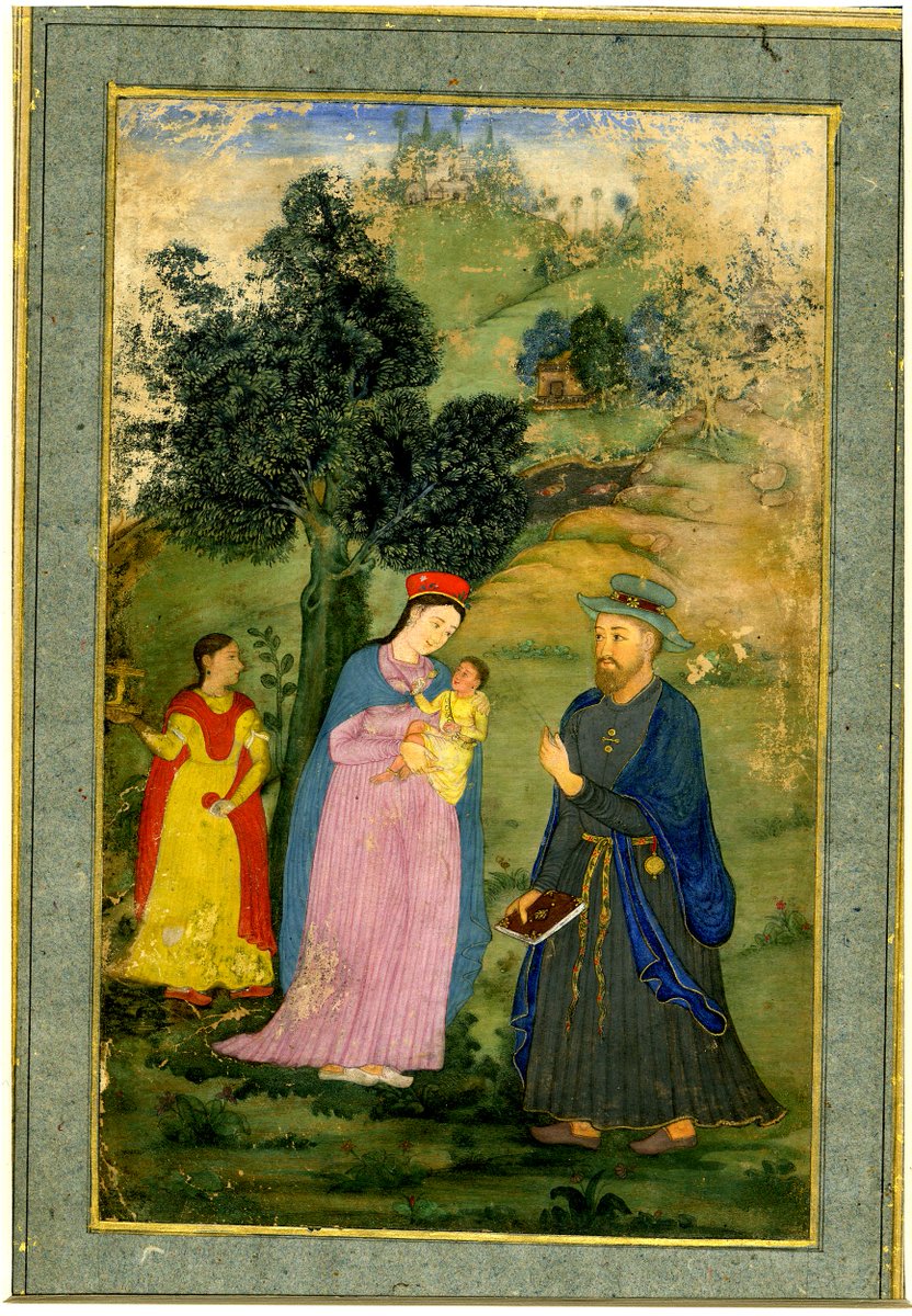 Virgin Mary and child with Christian priest and attendant. Mughal India, c. 1610 Artist unidentified  (British Museum)