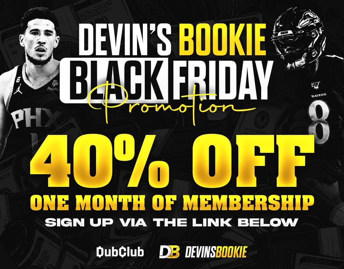 FINAL DAY for Black Friday Promo

40% off ($0.80/day) your 1st month

🏀 NBA +42.72U with 29.93% ROI

🏈 NFL +26.21U with 12.29% ROI

🚨Available for 10 more people or until TNF kicks off — whichever comes first

Link to apply Promo in Reply⤵️