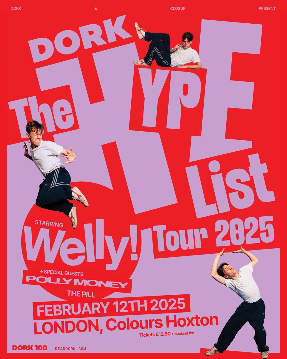 CloseUp (@closeuppromo) on Twitter photo TOUR :: More you say, More?! <a href="/readdork/">Dork</a>'s adding more names to 2025's Hype List tour, alongside a LDN show at <a href="/ColoursHoxton/">Colours Hoxton</a>!!
<a href="/Pollymoney/">Polly Money</a> joins <a href="/WorldWideWelly/">Welly</a> in Feb, with <a href="/_ThePill_Xoxo/">The Pill</a> & <a href="/vincentslast/">vincentās last summer</a> split between the north & south. Tix for LDN/the tour live on <a href="/dicefm/">DICE</a> š¤ TOUR :: More you say, More?! <a href="/readdork/">Dork</a>'s adding more names to 2025's Hype List tour, alongside a LDN show at <a href="/ColoursHoxton/">Colours Hoxton</a>!!
<a href="/Pollymoney/">Polly Money</a> joins <a href="/WorldWideWelly/">Welly</a> in Feb, with <a href="/_ThePill_Xoxo/">The Pill</a> & <a href="/vincentslast/">vincentās last summer</a> split between the north & south. Tix for LDN/the tour live on <a href="/dicefm/">DICE</a> š¤