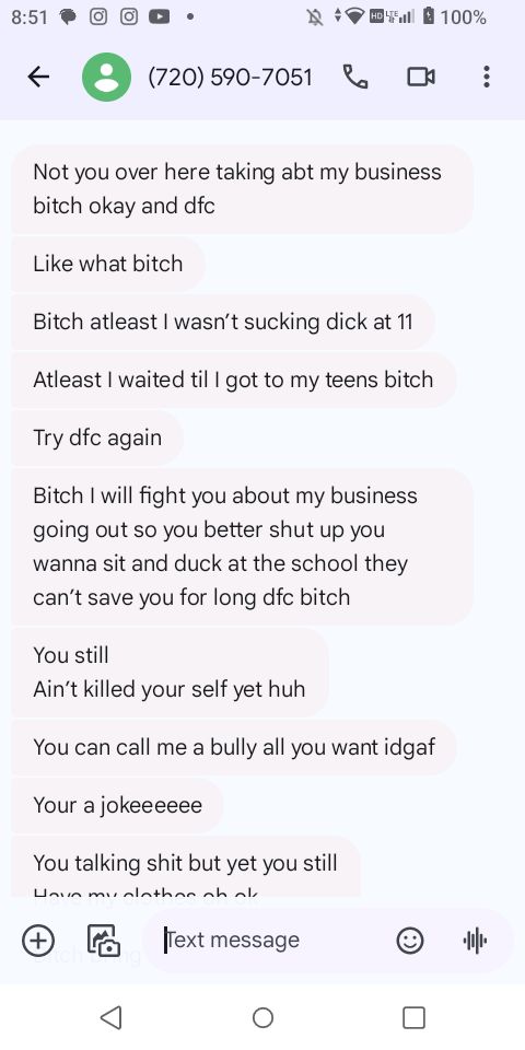 3misskoko3's tweet photo. Only a little of what my daughter is going through!! BULLYING AND CYBER BULLYING IS NOT OK!!! @FBI @DenverPolice @FoxNews @ABC @cnnbrk https://t.co/OK5H79YsWB