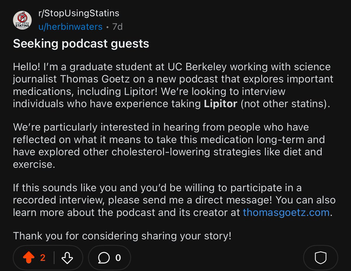 MEATritionCom's tweet photo. Anyone take #Lipitor and want to go on a podcast ? @Marion436842126 https://t.co/MreVZ1s49p