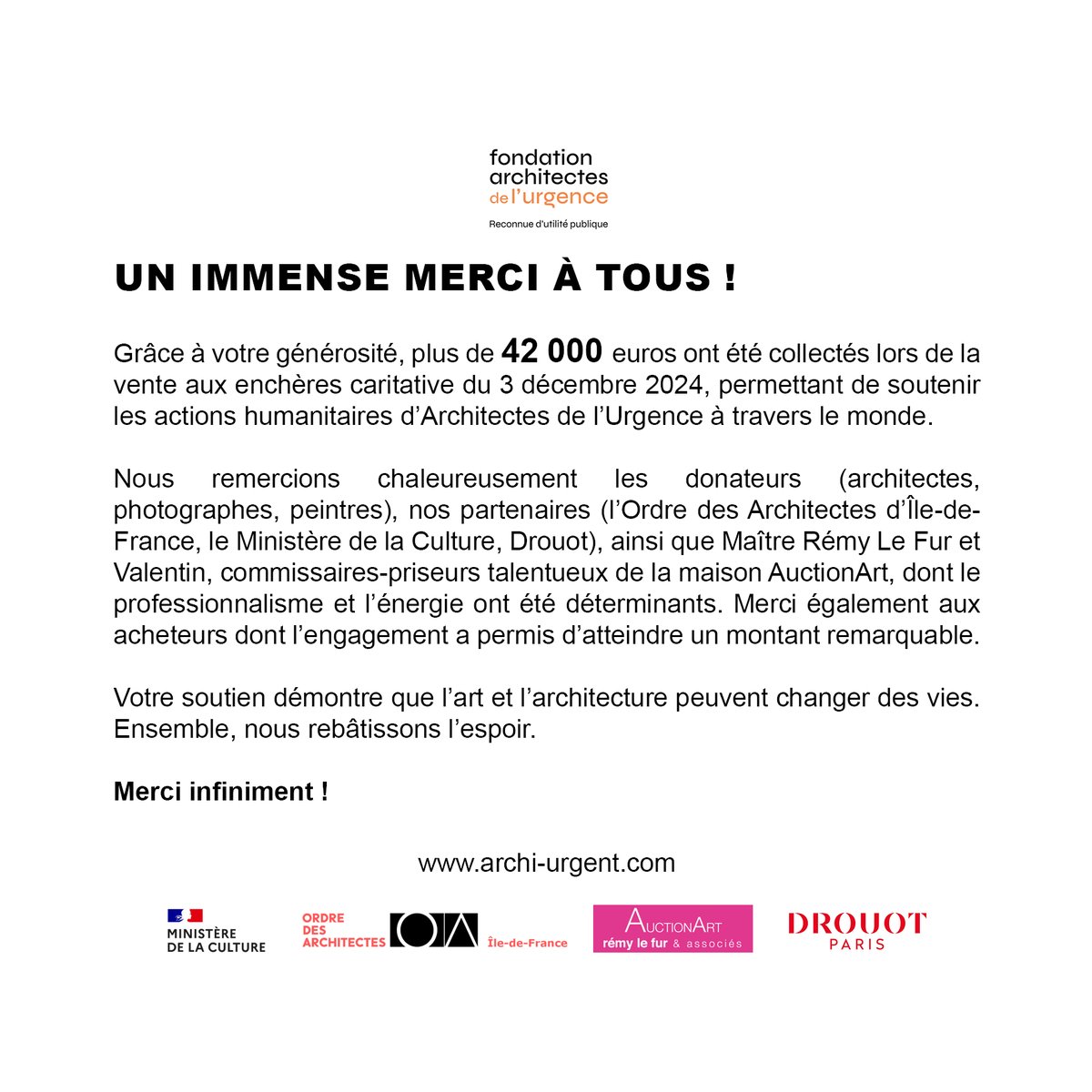 Archiurgent's tweet photo. Une soirée solidaire exceptionnelle !

Un grand merci à tous nos donateurs, acheteurs et participants, présents à la soirée aux Récollets ou via Drouot Live, qui ont contribué à faire de cet événement un véritable succès. 

À bientôt😊 https://t.co/cRPJvpZvWK