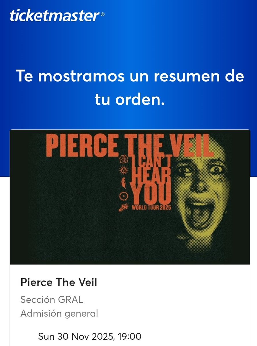 EsssstrellaUr's tweet photo. Hace DÍAS le dije a mi novio que no me quisiera quedar con las ganas de ir a un concierto de @piercetheveil y anoche compré los boletos para esa experiencia 🥹
Sigo sin creerlo https://t.co/wM7dYf3hSa