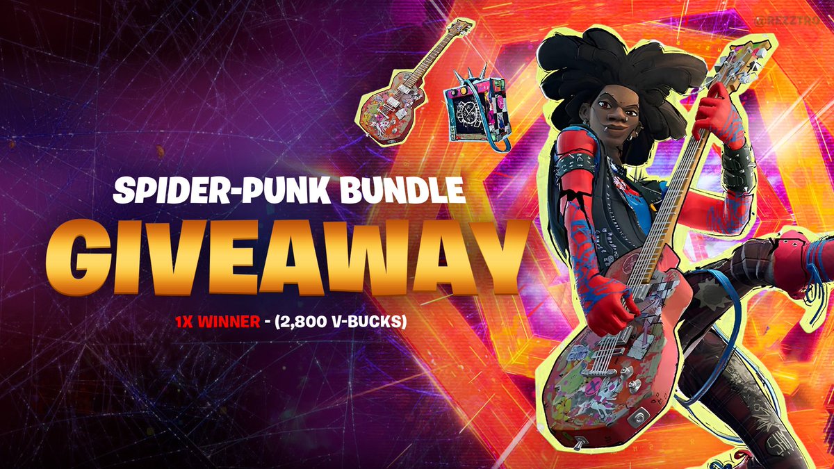 Rezztro's tweet image. FORTNITE SPIDER-PUNK BUNDLE GIVEAWAY! (2.8K V-Bucks) 🎁🕷️

To Enter:
♦️Follow @Rezztro
♦️Like &amp;amp; RT this post  

The winner will be selected TOMORROW during Item Shop reset. Wish you all the best! 🔥