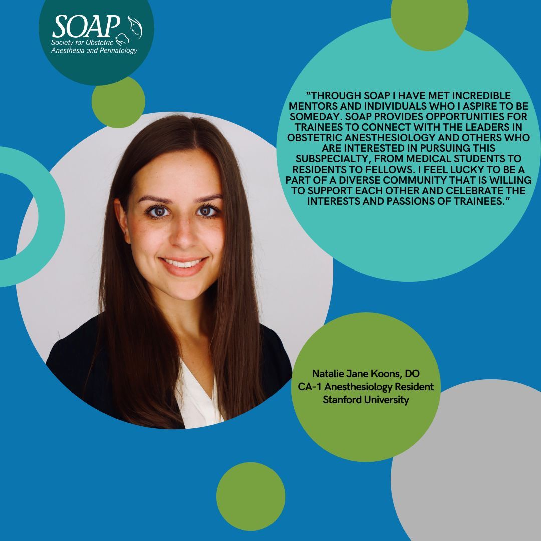 SOAPHQ's tweet photo. SOAP member, Dr. Koons, discusses the opportunities for trainees to connect with the leaders in Obstetric Anesthesia! Join or renew your membership today: https://t.co/3bcyHxSI16 #SOAP #OBAnes #obstetricanesthesia https://t.co/1ZseQuV4La