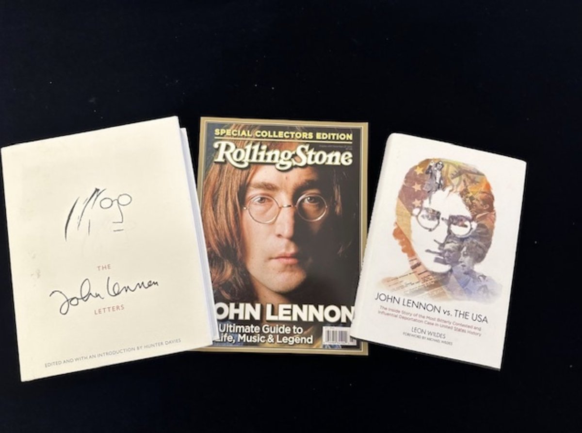 whyhunger's tweet image. 🚨 Closing Today!! 🚨 #Bid2win this @JohnLennon collection! Win the signed hardcover John Lennon vs The USA signed by author Leon Wildes + Hardcover book The John Lennon Letters + Rolling Stone John Lennon Special. Bid here: ow.ly/K8eQ50UlQ0f #JohnLennon #RollingStone
