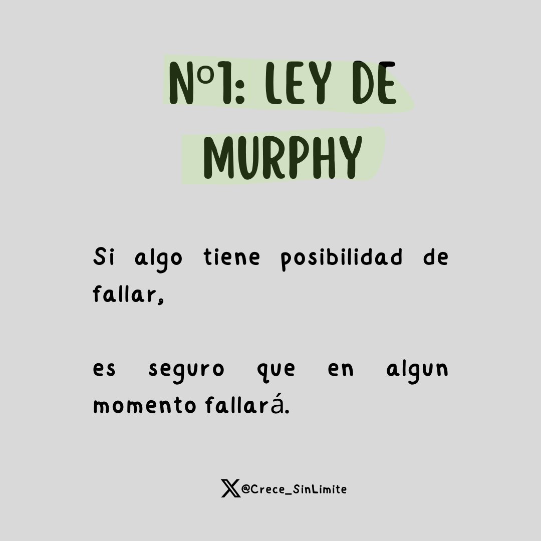 Crece_SinLimite's tweet photo. Las 7 leyes más famosas del mundo:

1. Ley de Murphy. https://t.co/KHRZfRfbhZ