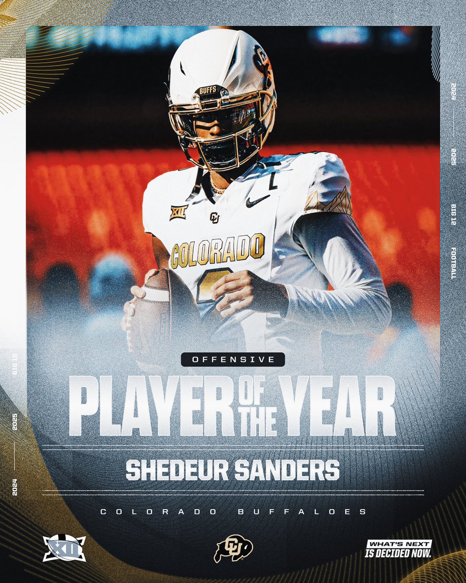 Big 12 Conference (@big12conference) on Twitter photo 2024 #Big12FB Offensive Player of the Year 🏅
Shedeur Sanders | <a href="/CUBuffsFootball/">Colorado Buffaloes Football</a> 2024 #Big12FB Offensive Player of the Year 🏅
Shedeur Sanders | <a href="/CUBuffsFootball/">Colorado Buffaloes Football</a>