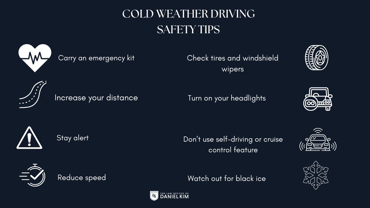 calldklaw's tweet photo. Driving in cold weather? Keep these winter driving safety tips in mind! ❄️

#WinterIsComing #DriveSafe #RoadSafety https://t.co/GzkpY13iOA