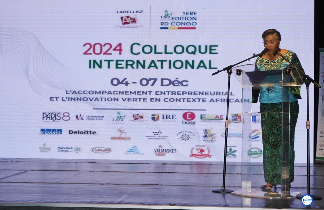 VMasamba's tweet photo. Par la volonté du Chef se l’Etat, la 1ère ministre de la RDC madame Judith Suminwa a ouvert, avec ovation, ce 04/12 la 1ère édition du colloque scientifique international sur l’accompagnement entrepreneurial et l’innovation verte. 32 universités internationales étaient au rdv https://t.co/31e2X16IWW