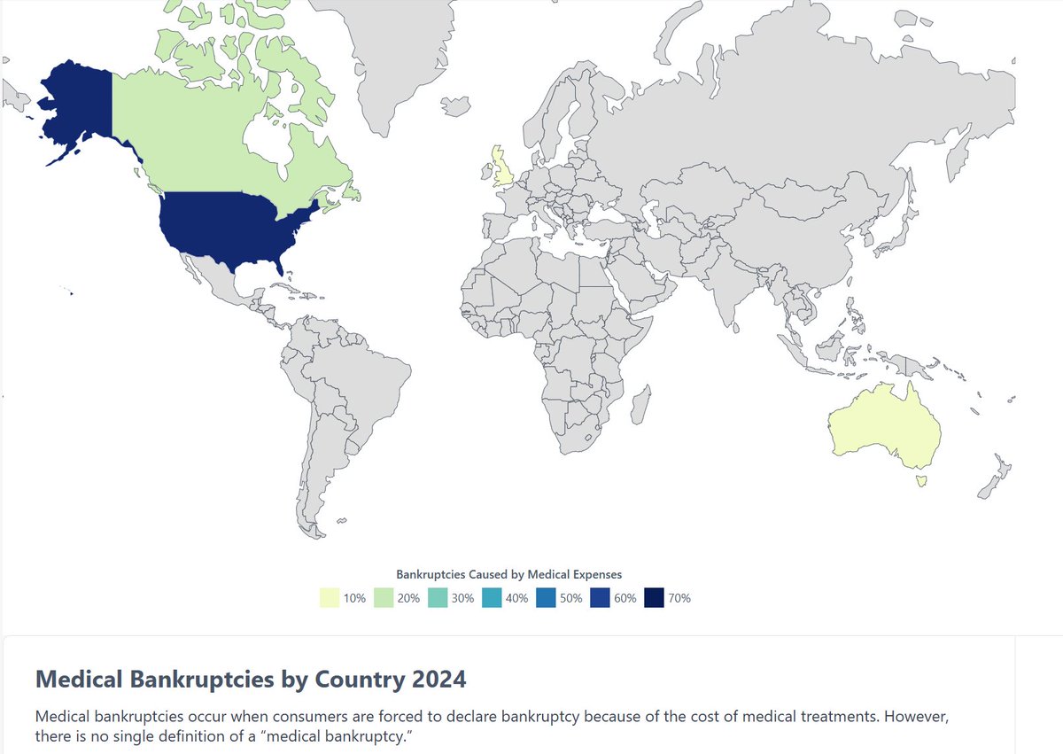Medical Bankruptcies by country 2024