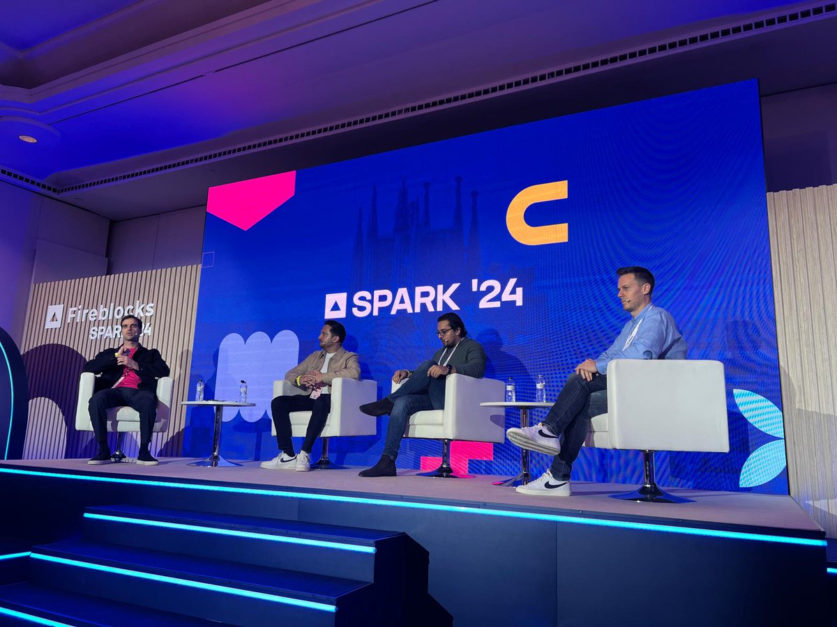 FireblocksHQ's tweet photo. In one of the final sessions at #FireblocksSPARK 2024, Fireblocks VP Payments, Guy Hadar, spoke to @nabilmanji of @Worldpay_Global, @lukewd of Orbital, & @crypto_avishkar of @Checkout. 

They discussed real-world applications of blockchain for payments, incl. what needs to happen for wider stablecoin adoption, the discrepancies between traditional payment vs. VASP regulation, and more.

Till next year! 👋