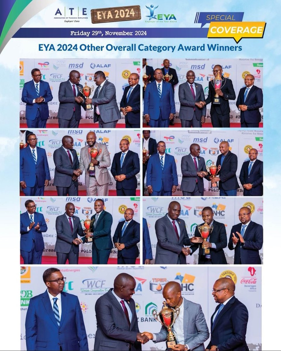 ATE_Tanzania's tweet photo. Delighted to share the special l coverage on the Employer of the Year (EYA) 2024 award giving ceremony.
ATE once again, thanks Members for their participation and support towards EYA 2024. Continue to follow ATE for more updates.
#EYA2024
#Dress2IMPRESS
#OLDisGOLD
#Back2the70' https://t.co/NitdoahRnB