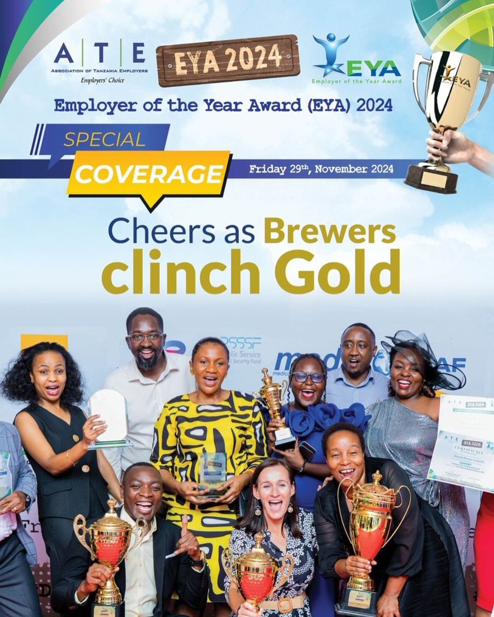 ATE_Tanzania's tweet photo. Delighted to share the special l coverage on the Employer of the Year (EYA) 2024 award giving ceremony.
ATE once again, thanks Members for their participation and support towards EYA 2024. Continue to follow ATE for more updates.
#EYA2024
#Dress2IMPRESS
#OLDisGOLD
#Back2the70' https://t.co/NitdoahRnB