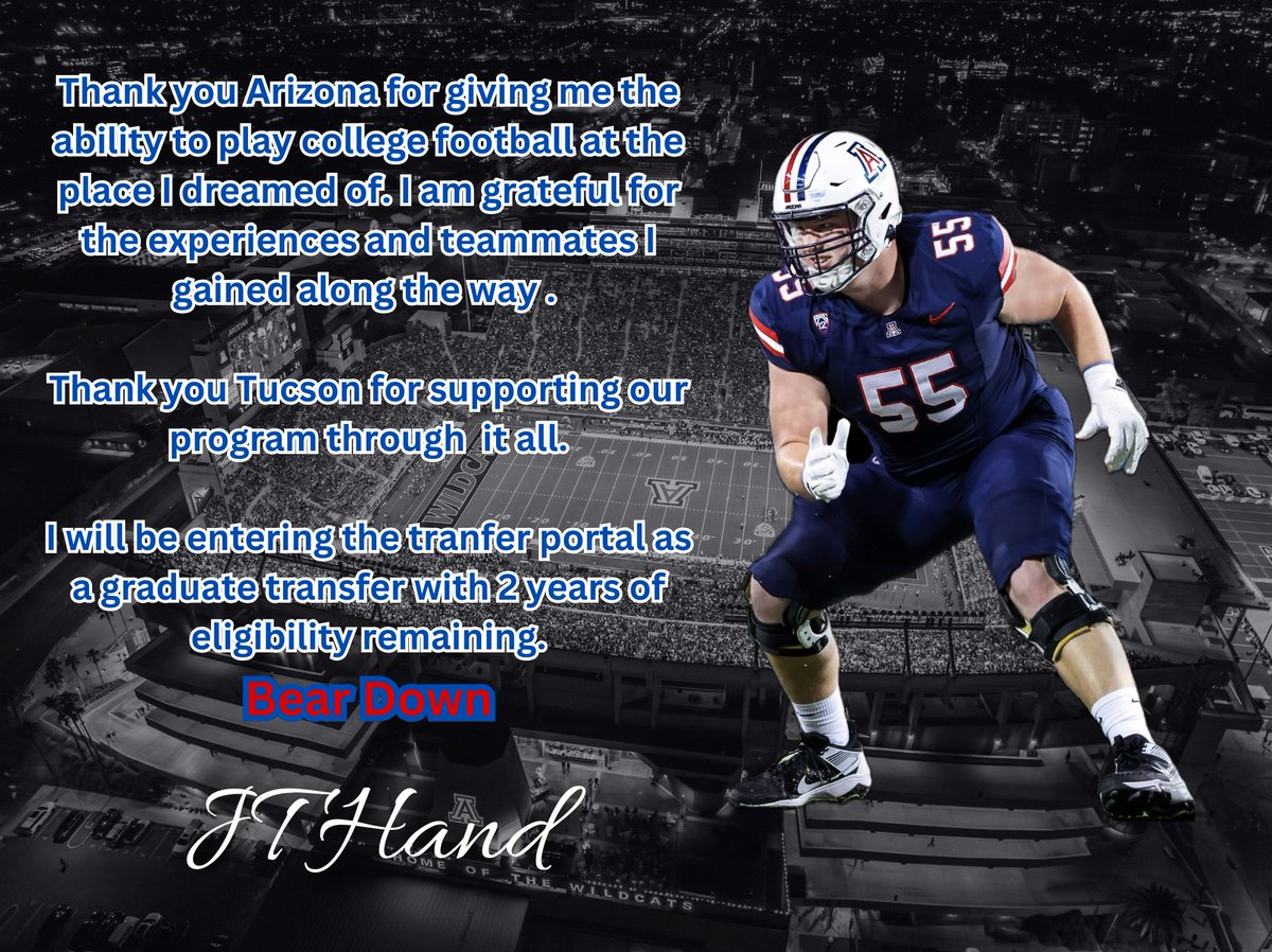 TimmyDFootball's tweet photo. @ZonaPOV. This is devastating to Arizona up front. From a technical standpoint, best center Arizona has had since All American Joe Tofflemire. 37 yrs. That's saying a lot. I wish @jthand55, @Bryanhand6 & the family the very best. You deserve better then what you got this year. 
@ArizonaFBall.