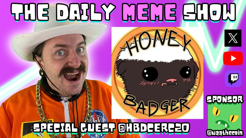 MEMECON_OMG's tweet photo. THE DAILY MEME SHOW TODAY 😄😃

with our special guest  @HBDCERC20 😎 

tune in at 7pm UK/ 2pm EST/ 11am PST 

special thanks to our awesome sponsor @waathecoin https://t.co/zeVytYhxan