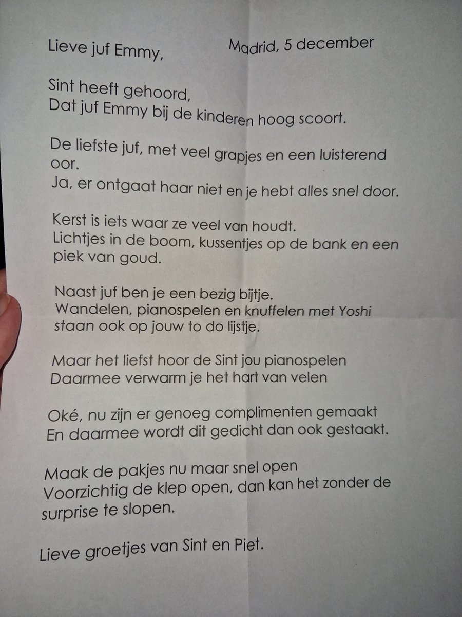 Deze juf vond het gedicht van Sint en Piet erg lief. 🥰