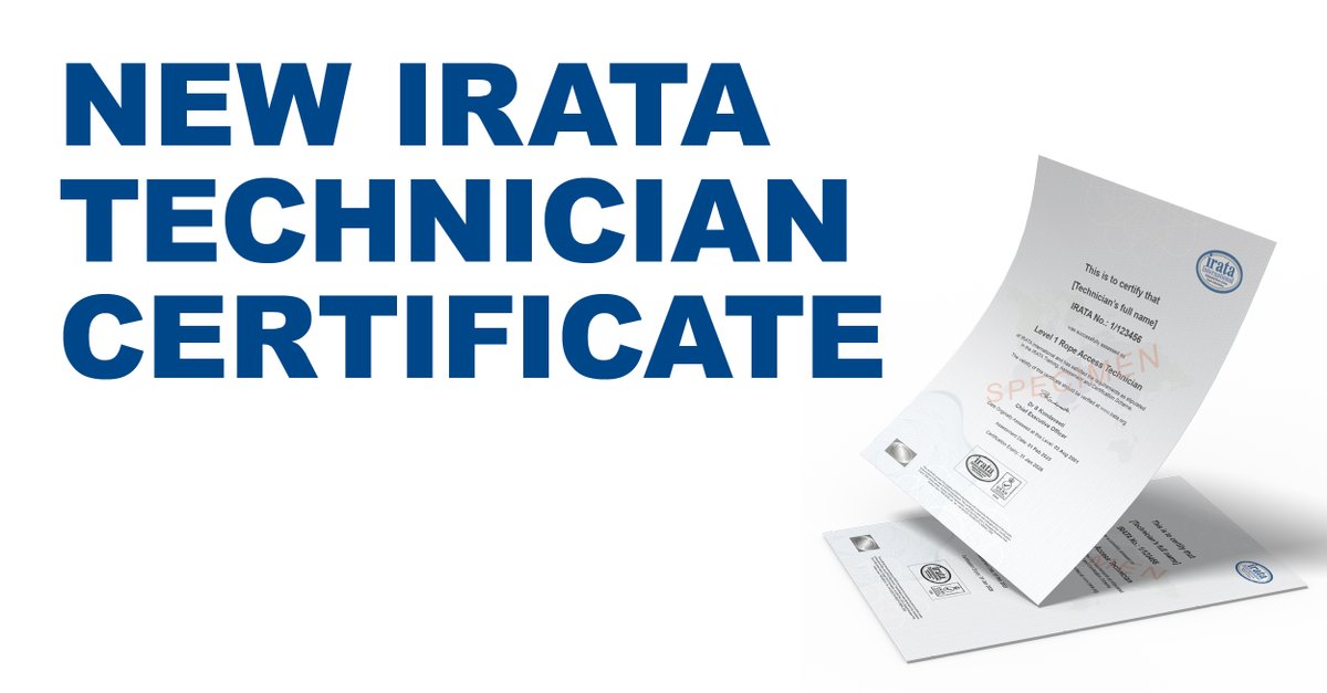 IRATA technician certificates now feature the UKAS accreditation symbol. IRATA’s technician certification scheme is recognised as compliant with ISO/IEC 17024: General requirements for bodies operating certification of persons.

Find out more at irata.click/trv