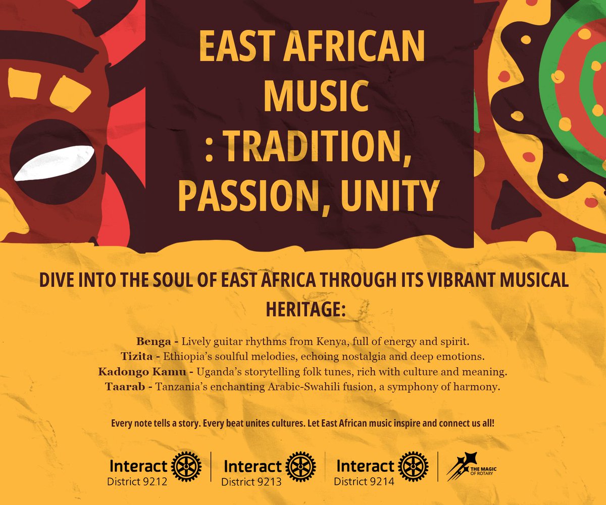 interactd9212's tweet photo. Music plays a vital role in East Africa. Kenya’s Benga, Ethiopia’s Tizita, Uganda’s Kadongo Kamu, and Tanzania’s Taarab carries its own rich history and emotion. From the lively guitar rhythms of Benga to the soulful melodies of Tizita, and from Uganda’s storytelling folk tunes https://t.co/AHHu8UQios