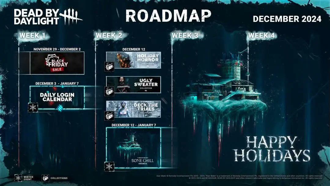 Alextreme_12's tweet photo. Roadmap de el mes de diciembre con ofertas, skins y evento de navidad || December roadmap with offers, skins and Christmas event
#DeadbyDaylgiht #deadbydaylightnews https://t.co/FF8soVdEOb