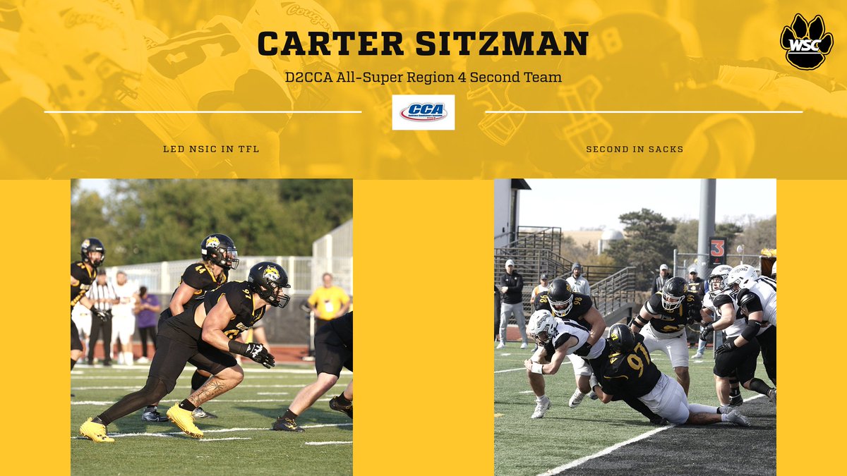 Wayne State Wildcats (@wscwildcats) on Twitter photo .<a href="/WayneStFootball/">Wayne State Football</a> sophomore defensive end Carter Sitzman voted D2CCA All-Super Region 4 Second Team. #PlayforthePaw #NSICFB
wscwildcats.com/news/2024/12/5… .<a href="/WayneStFootball/">Wayne State Football</a> sophomore defensive end Carter Sitzman voted D2CCA All-Super Region 4 Second Team. #PlayforthePaw #NSICFB
wscwildcats.com/news/2024/12/5…