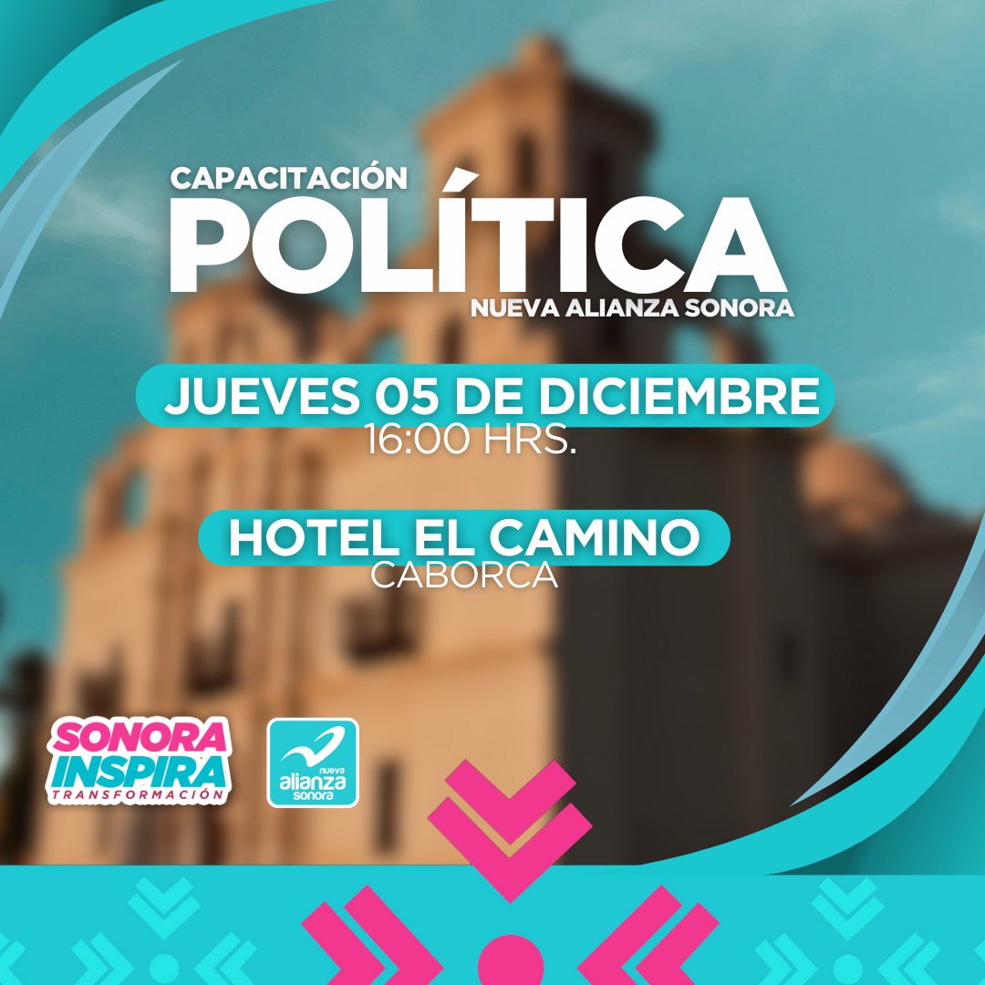 NASonoraMx's tweet photo. Nos vemos en el Hotel El Camino en punto de las 16:00 hrs. para continuar nuestra Capacitación Política y seguir impulsando el talento sonorense. 🙌🏻😎

¡Los esperamos! 👊🏼👊🏼 https://t.co/BcD4irjKcs