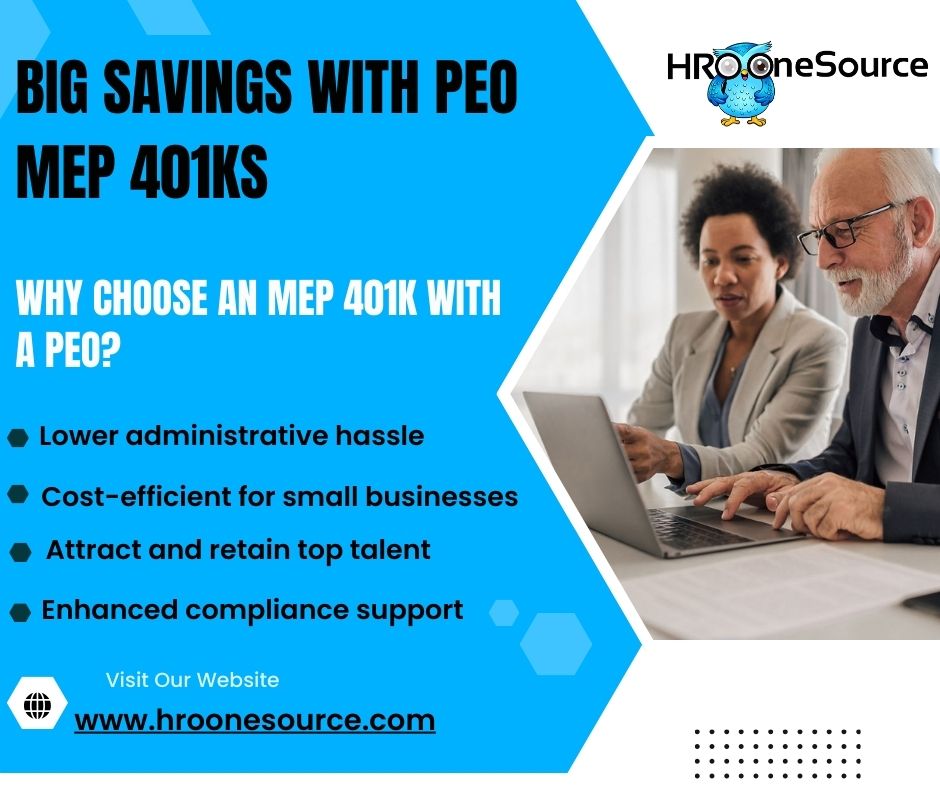 HROOneSource's tweet image. 💼 Small Business? Big Benefits! Did you know joining a PEO can supercharge your employees’ retirement plans? 🌟
🔗 Visit our website: hroonesource.com

#RetirementPlans #SmallBusinessOwners #BusinessGrowth #401kPlans #MEP401k #PEOBenefits #EmployeeRetention