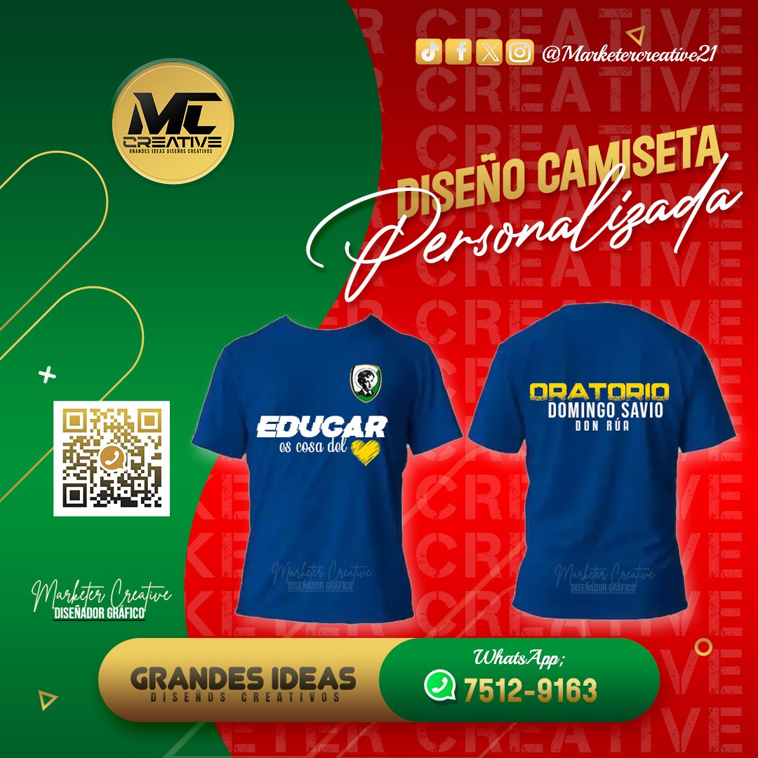 CreatiMarketer's tweet photo. Diseño tus camisetas con tu frase o canciones favoritas, diseños personalizados 🤩 🎄🎊
¡¡Grandes Ideas Diseños Creativos!!✨
Cotizaciones por:
WhatsApp: 📲 7512-9163
Envíame un DM📩
.
#DiseñoCreativo #MarketerCreative #Camisetacontusfrasesfavoritas #grandesideasdiseñoscreativo https://t.co/djghZwNBVy