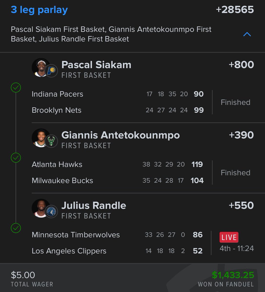 DaddysConductor's tweet photo. Rinse and Repeat

Discord cashes last 4 days
👇👇👇👇👇👇👇
+106940✅
+14000✅
+28565✅

Will be posting another one tonight!!
🔗 in bio

📊📚@yourlinemate 

#nbabets #nba #fanduel #DraftKings #b/r #GamblingX https://t.co/D557TymPDs