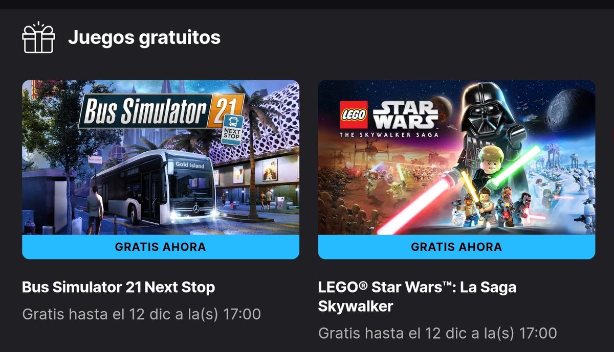 Yami_Green's tweet image. @EpicGamesES está regalando 2 juegos hasta el 12 de diciembre.
#LegoStarWarsLaSagaSkywalker #BusSimulator21NextStop #EpicGames 

➡️ LEGO® Star Wars™: La Saga Skywalker: store.epicgames.com/es-ES/p/lego-s…
➡️ Bus Simulator 21 Next Stop: store.epicgames.com/es-ES/p/bus-si…