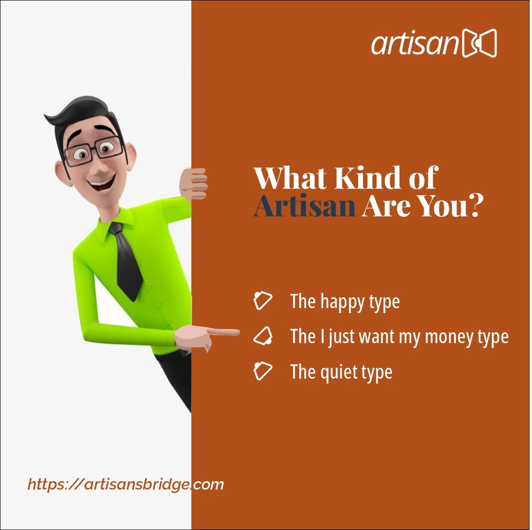 ArtisansBridge's tweet photo. We all know we have different people with different personalities. So, we'd love to know the kind of artisan you are in the comments section😁

I'm the happy type😂

#artisansbridge #artisanclients #artisans #community https://t.co/TiG6rN95dr