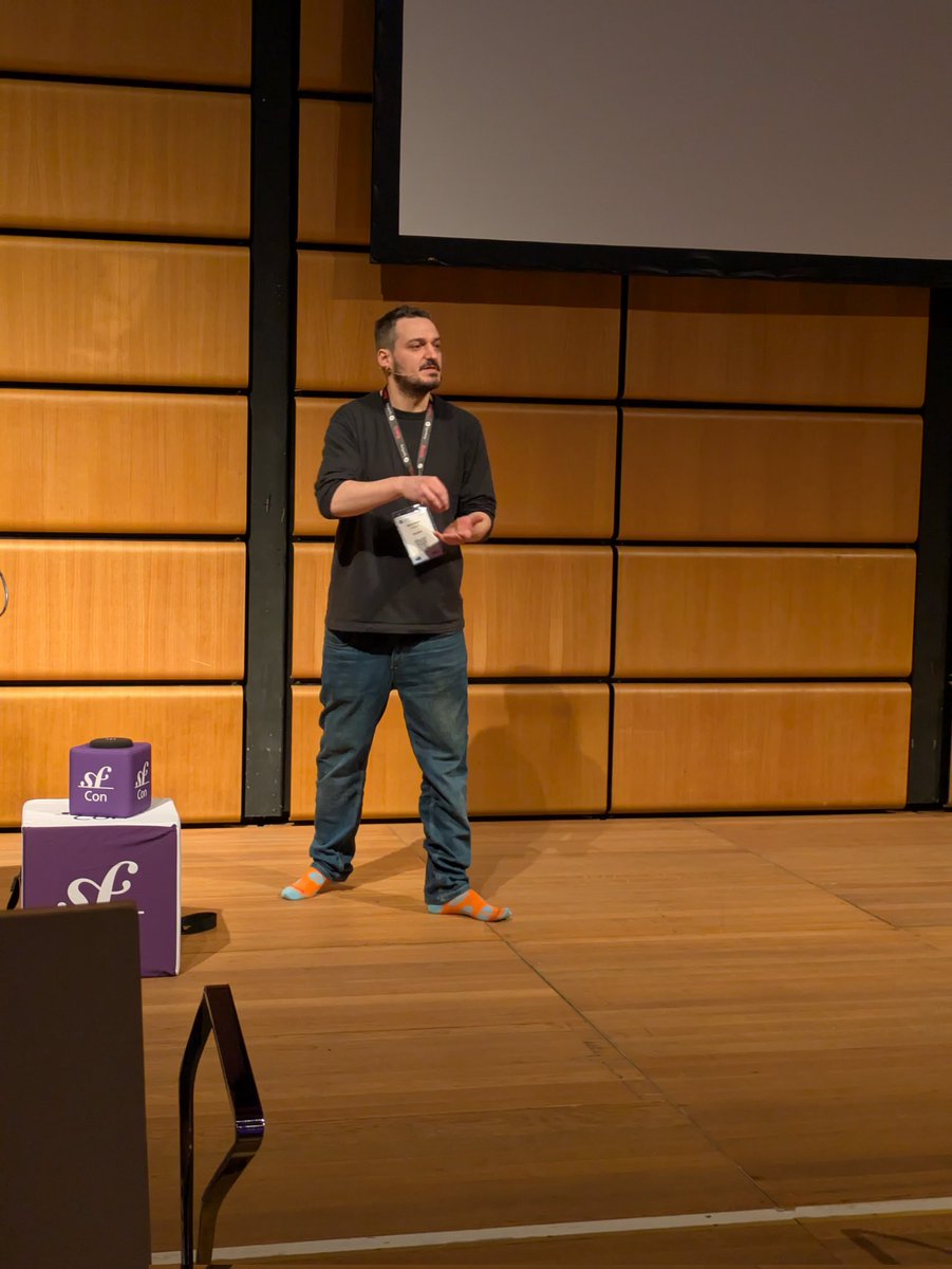 xosofox's tweet photo. Socks! Socks! @weaverryan, you're being missed!
I proudly wore mine during my talk as well #SymfonyCon https://t.co/bzGo09tJsZ