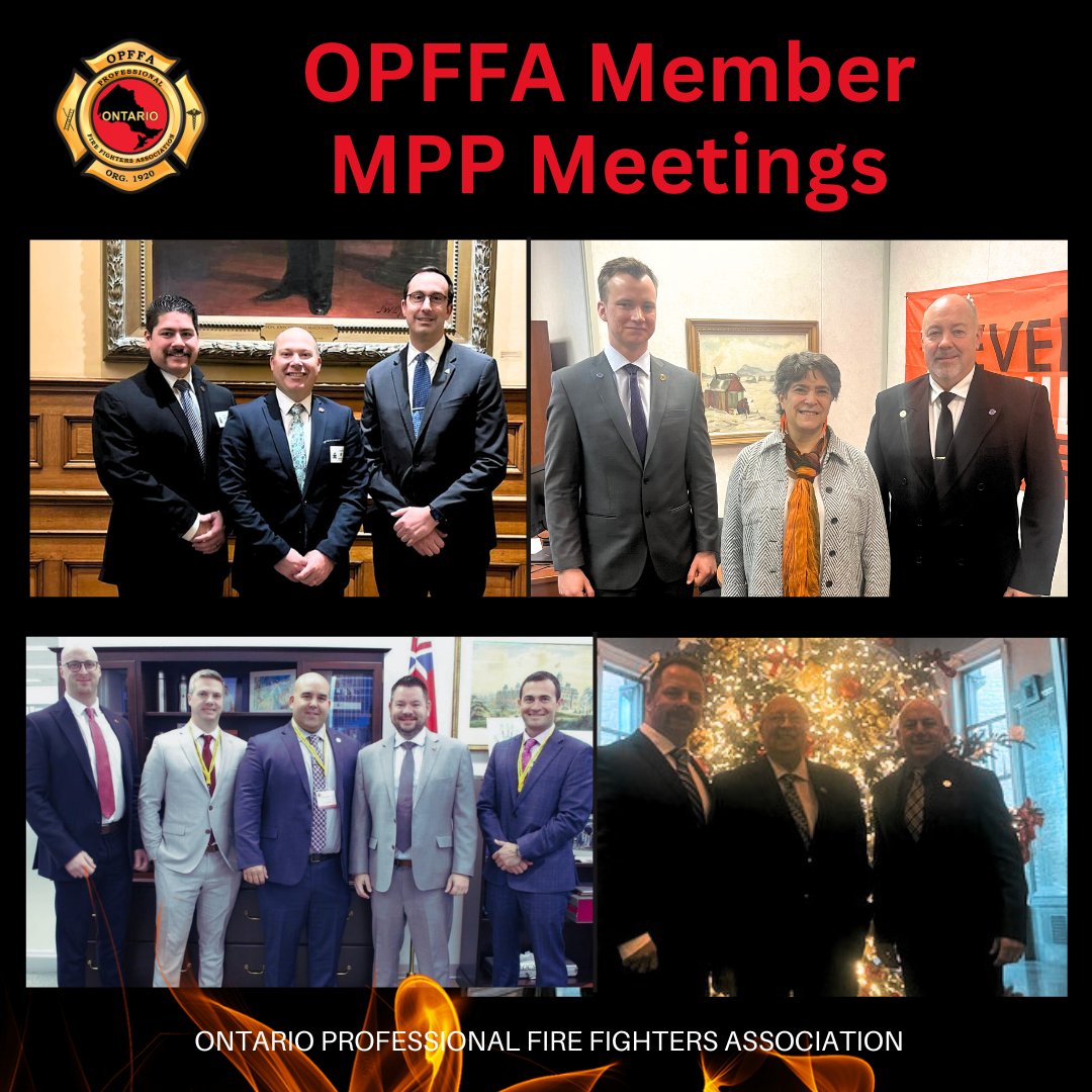 opffa's tweet photo. Reflecting on this week, the #OPFFA2024 Legislative Conference was an invaluable opportunity for our union leaders to come together, deepen their understanding of key issues impacting #firefighters, and engage directly with MPPs to rally support for #firefighter health and safety across Ontario. The OPFFA board and members participated in many productive meetings and it was inspiring to witness the support of so many of Ontario’s political leaders.  #ONpoli #OPFFAPriorities #FirefighterCancer #HealthScreening @fordnation @WillBoumaBrant @PaulCalandra @mikeharrisjrpc @stephaniebowman @ShamjiAdil @LiseVaugeois @PBethlenfalvy @BR4CambridgePC @ToddJMcCarthy @IAFFCanada