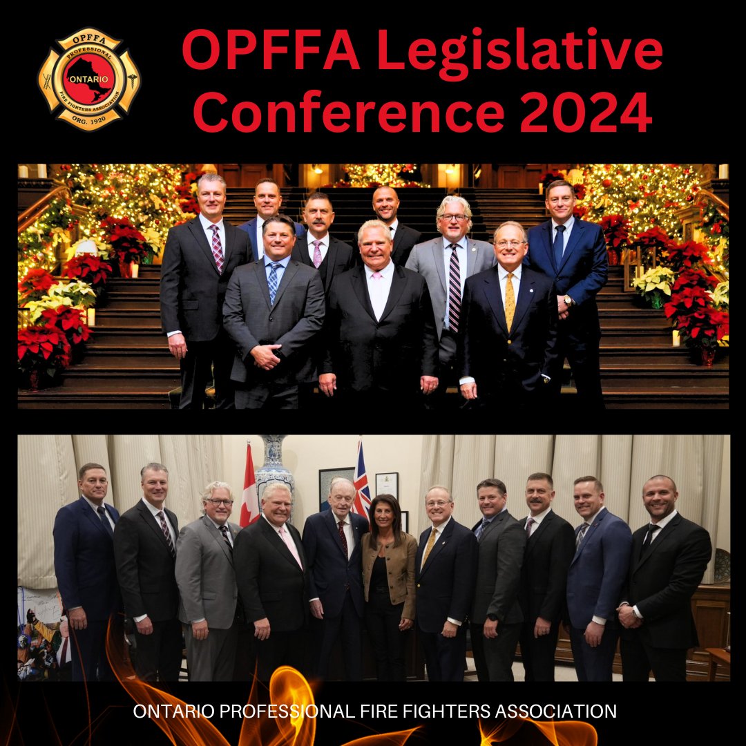 opffa's tweet photo. Reflecting on this week, the #OPFFA2024 Legislative Conference was an invaluable opportunity for our union leaders to come together, deepen their understanding of key issues impacting #firefighters, and engage directly with MPPs to rally support for #firefighter health and safety across Ontario. The OPFFA board and members participated in many productive meetings and it was inspiring to witness the support of so many of Ontario’s political leaders.  #ONpoli #OPFFAPriorities #FirefighterCancer #HealthScreening @fordnation @WillBoumaBrant @PaulCalandra @mikeharrisjrpc @stephaniebowman @ShamjiAdil @LiseVaugeois @PBethlenfalvy @BR4CambridgePC @ToddJMcCarthy @IAFFCanada